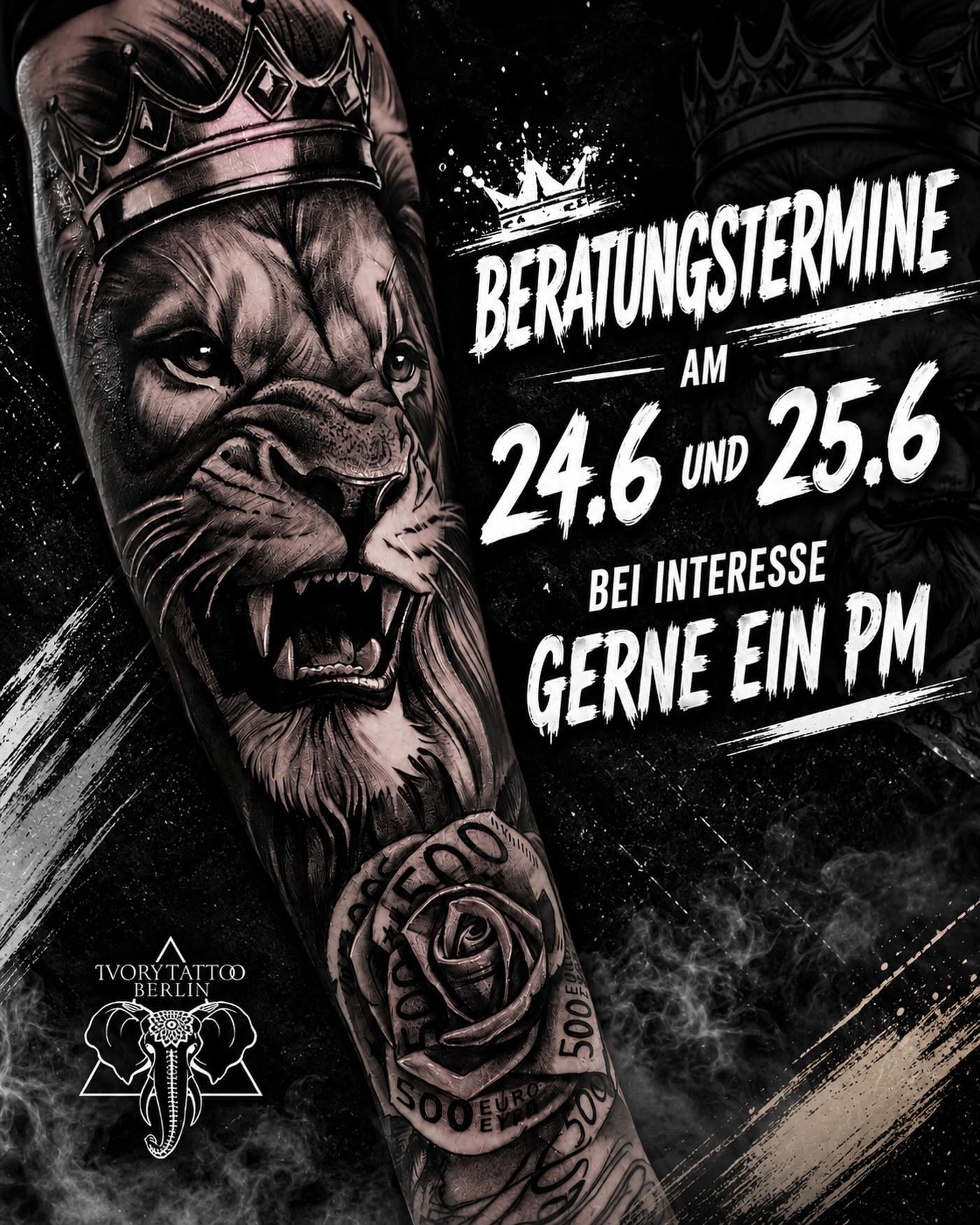 🦁 Beratungstage bei Ivory Tattoo Berlin 🦁

Am 24.06. & 25.06. sind noch Beratungstermine verfügbar.
Du planst dein nächstes Tattoo-Projekt und möchtest deine Ideen professionell besprechen? Dann sichere dir deinen Termin.

📩 Bei Interesse einfach eine PN senden.

#IvoryTattooBerlin #TattooBerlin
