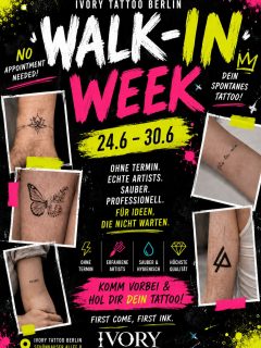 📅 24.06. – 30.06.
Komm spontan vorbei und sichere dir dein neues Tattoo.

✔️ Fine Line
✔️ Kleine Motive
✔️ Schriftzüge
✔️ Flash Tattoos
✔️ Professionell & hygienisch

Ob dein erstes Tattoo oder die nächste Ergänzung – während unserer Walk-In Week sind spontane Tattoos ohne Termin möglich.

Nur begrenzte Plätze. Schreibt uns gerne an 🍀